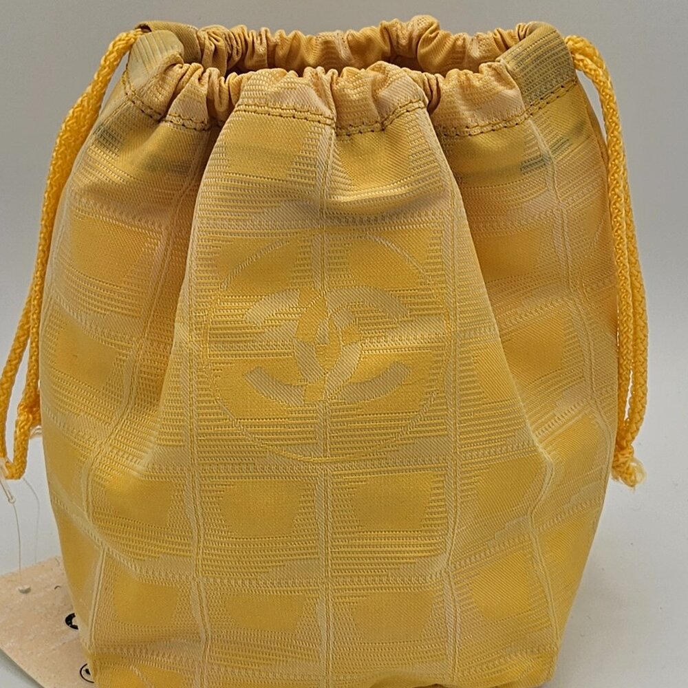 Chanel Drawsting Canvas Travel Line Pouch Yellow